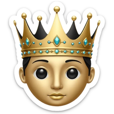 the black crown has a face sticker