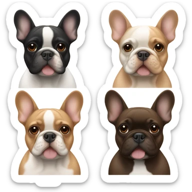 2 French bull dogs Brown & tan with fawn French bulldog friends sticker