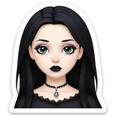 Goth girl black hair sticker