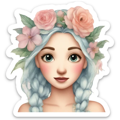 Watercolor fairy floral feminine  sticker