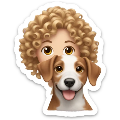 Curly haired white girl with jack russell sticker