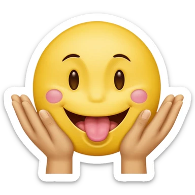 Hands spreading open while a smiley face with its tongue out is in the middle sticker