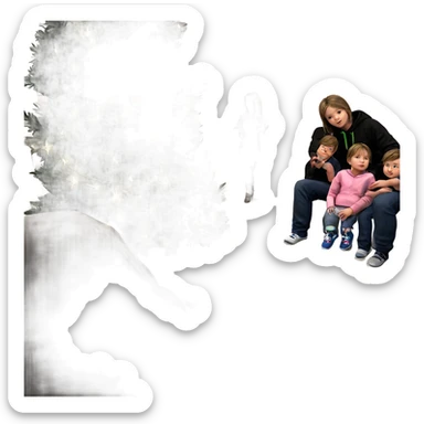 girl with boys indoors sticker