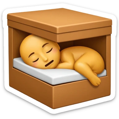 emoji of sleeping box, box is brown colored, open and empty, with a Zzz sticker