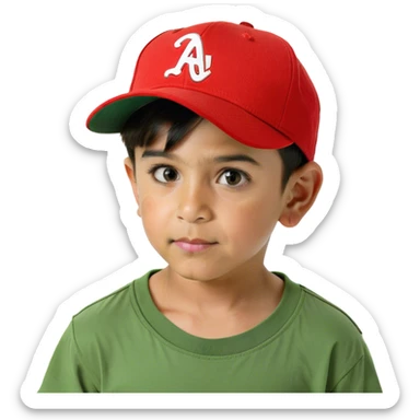 portrait of boy in green shirt sticker