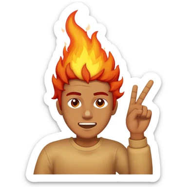 Person with fire head dabbing sticker