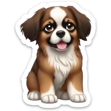 tibetan spaniel puppy with dark colors sticker
