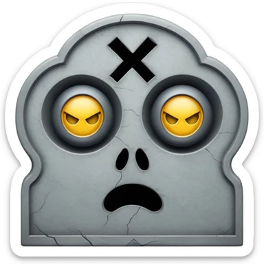 dead x eyes emoji over a grave sticker