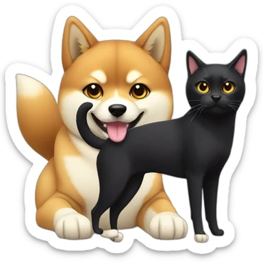 shibainu and black cat lovely sticker
