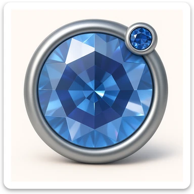 add a small blue sapphire gemstone accent to the silver jewelry setting, keep the 3D emoji style sticker