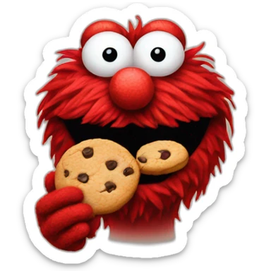 Red Muppet eating cookie sticker