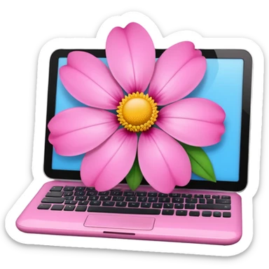 Computer on a pink Flower sticker