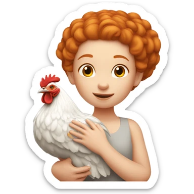 Ginger girl with a brahma hen sticker