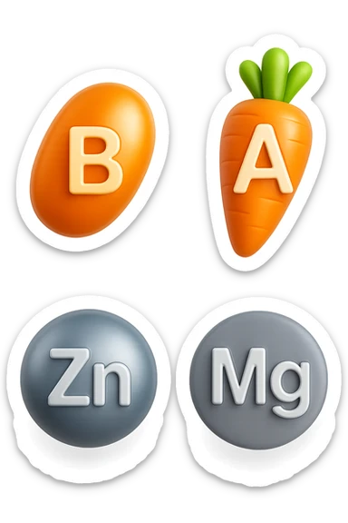 emoji stile iphone in 3d di vitamina B, vitamina A, zinco, magnesio, iperrealistico 4k sticker