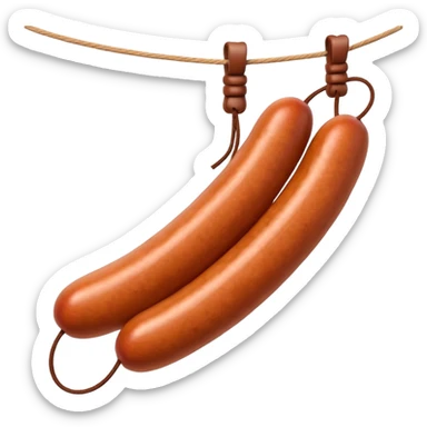 sausages threaded on a string 
Apple emoji style sticker