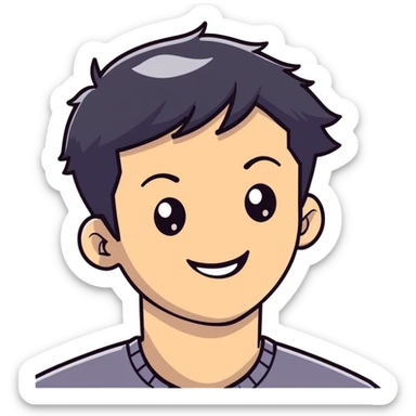 Short black haired male winking with a big smile, young man with short black hair winking one eye and smiling happily sticker