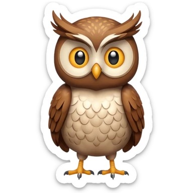 Create a single emoji of an Owl in full body, shown at a slight side angle in a natural, characteristic pose. Cute and stylized like an emoji, but clearly recognizable.
 sticker