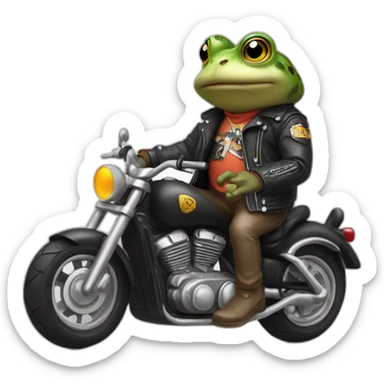 Toad in motorbike with rock and roll jacket sticker