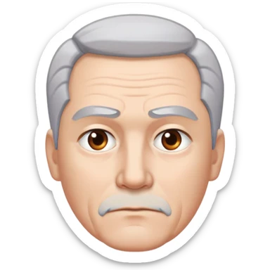 "- Nam
- 50 tuổi
- Da trắng
- Tóc bạc, lông mày trắng
- Mặt nghiêm túc
" sticker