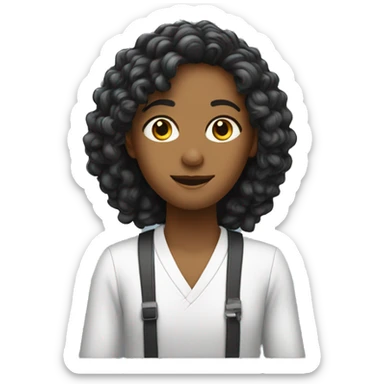 negra, cabelo curto, estudando  sticker