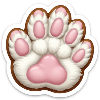 Fluffy white cat paw with six toes sticker