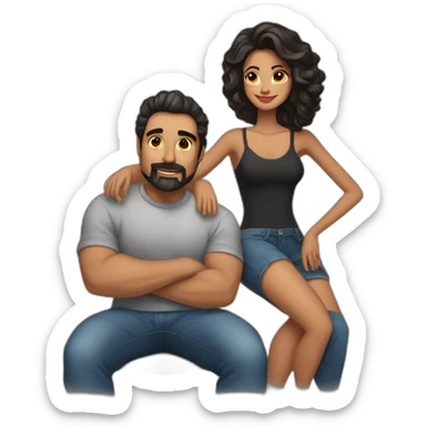 Chico moreno barba negra y chica morena pelo largo  sticker