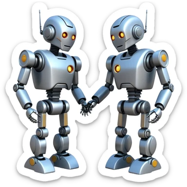 robotic fight between two futuristic robots like ultron   sticker