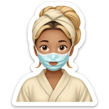 Girl with skin care face mask on and in a robe sticker