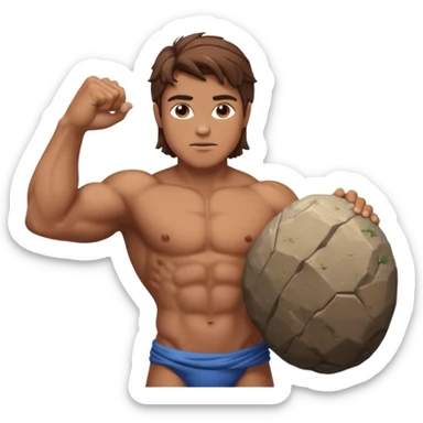 Atlas the greek god with a A big rock and shirt Without a hole WITH BROWN HAIR sticker