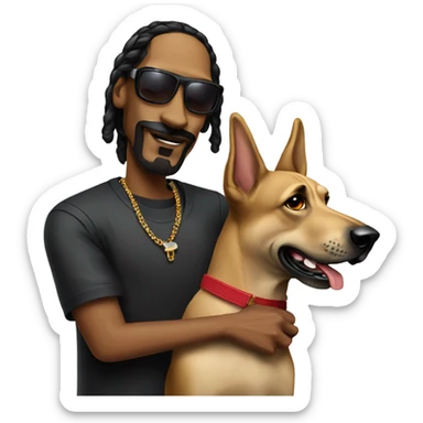 Snoop dog the rapper with a German Shepard mile high club sticker