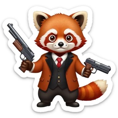 Gangster red panda holding a gun  sticker