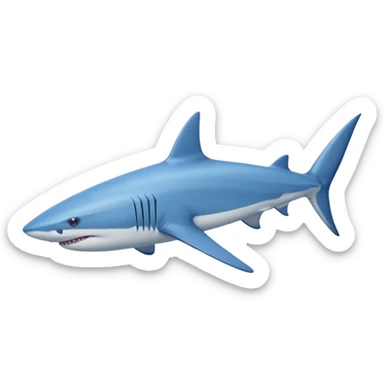 Tralalero Tralala. It has the appearance of a blue shark, with elongated side fins that create legs. On its three feet, it wears blue Nike shoes. sticker