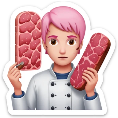 pink artist painting a SPAM meat portrait landscape  sticker