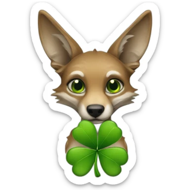 Jackal holding lucky clover sticker