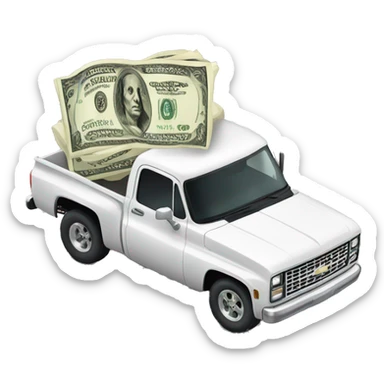 Chevrolet pick-up truck with big dollar sign sticker