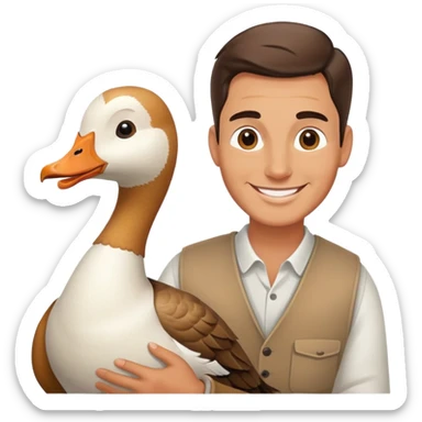 man with goose sticker