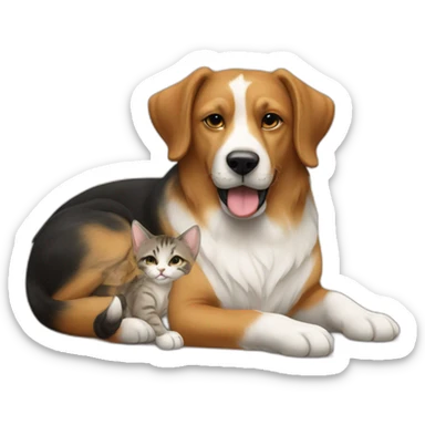 Hund mit katze daneben liegen sticker