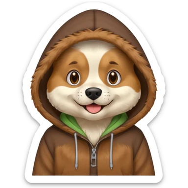 Dog wearing hoodie sticker