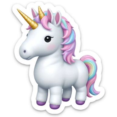 white unicorn toy facing towards camera full body sticker