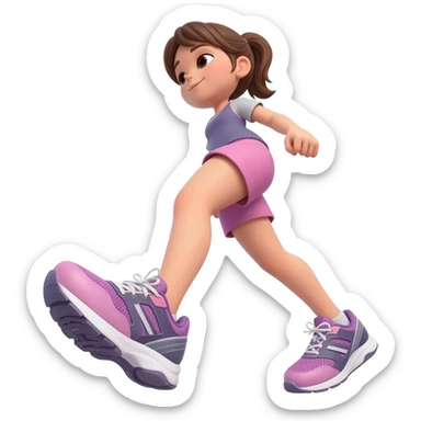 angle looking down at girl with fitness shoes walking / taking steps sticker