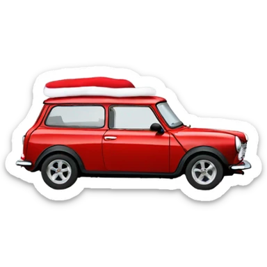 Red Mini Cooper Clubman with lots of Christmas decorations sticker
