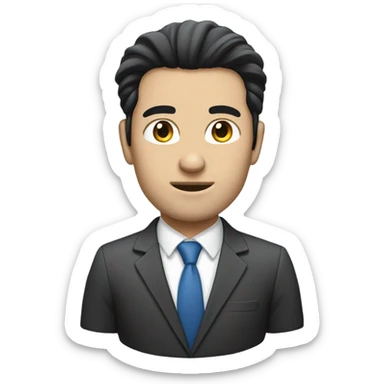 caucasian businessman black fluffy straight hair sticker