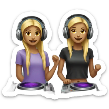 two girls djing sticker