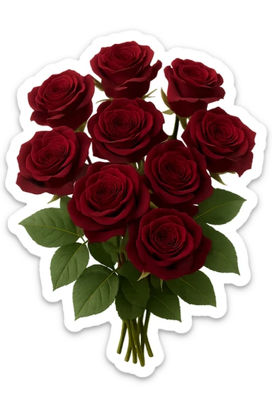 bouquet of burgundy roses , remove background sticker