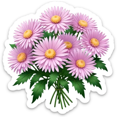 Bunch of pale pink Asters sticker
