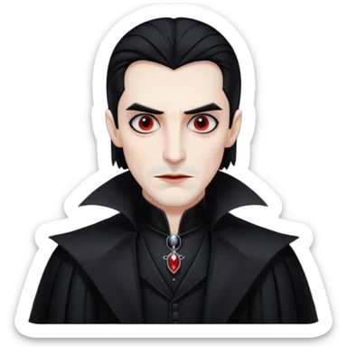 Dracula with black hair, black outfit sticker