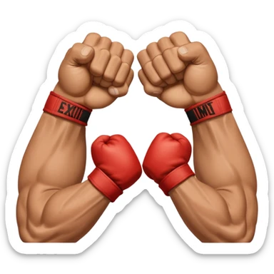 a sideways view of two sets of hands boxing sticker
