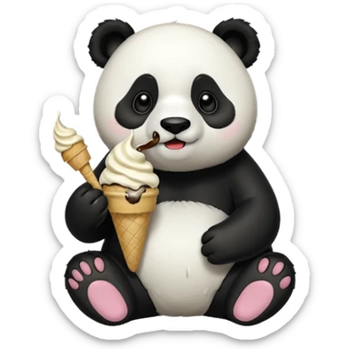 Panda eating ice cream sticker