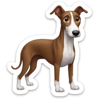 Eki es un perro mestizo marron mezcla de galgo y pastor con orejas en punta Garcia arriba y grandes sticker