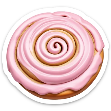 coquette cinnamon roll with pink frosting viewed from above sticker